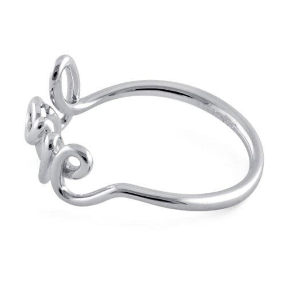 New Solid Sterling Silver Love Script Ring - Picture 4 of 5